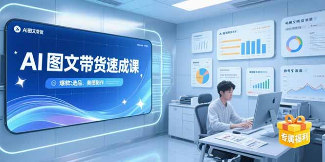 AI图文带货速成课，养号引流秘籍，爆款选品策略，美图制作全流程-月亮湾网创资源站