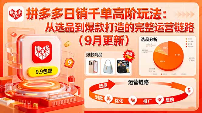 拼多多日销千单高阶玩法：从选品到爆款打造的完整运营链路(9月更新-月亮湾网创资源站