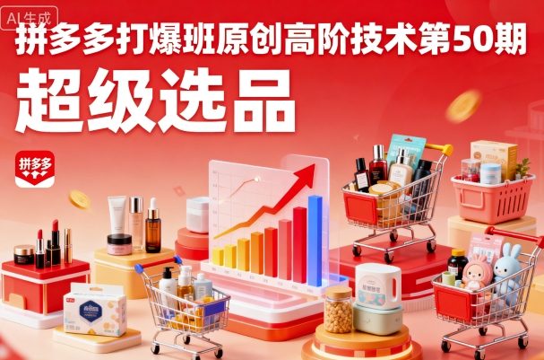 拼多多打爆班原创高阶技术第50期，超级选品-月亮湾网创资源站