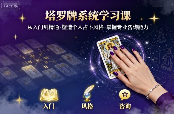 塔罗牌系统学习课，助你从入门到精通，塑造个人占卜风格，掌握专业咨询能力-月亮湾网创资源站