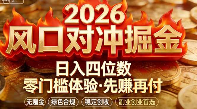 2026美金对冲套利，无赠金对冲策略保驾护航，低门槛易上手实操。单人单日收益2000+-月亮湾网创资源站