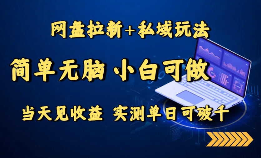 网盘拉新+私域玩法，简单无脑，小白可做，当天见收益，实测单日可破千-月亮湾网创资源站