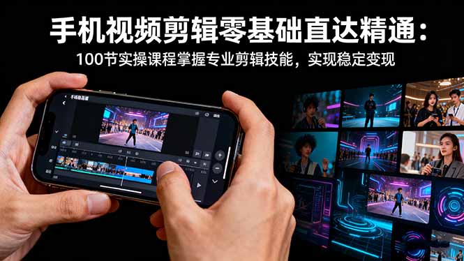 手机视频剪辑零基础直达精通:100节实操课程掌握专业剪辑技能,实现稳…-月亮湾网创资源站