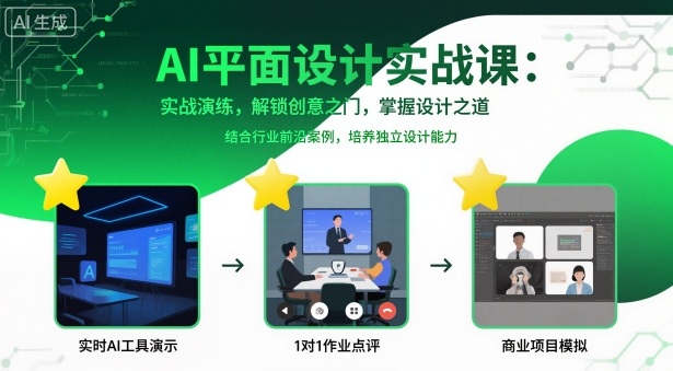 AI平面设计实战课，实战演练，解锁创意之门，掌握设计之道-月亮湾网创资源站