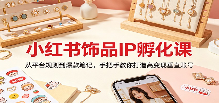 小红书饰品IP孵化课：从平台规则到爆款笔记，手把手教你打造高变现垂直账号-月亮湾网创资源站
