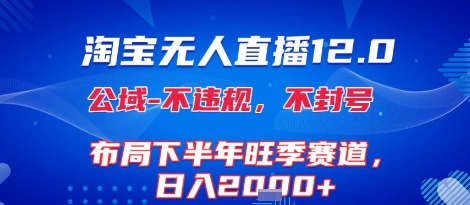 淘宝无人直播12.0，不封号，不违规，布局下半年旺季赛道，日入1k+(独家技术)【揭秘】-月亮湾网创资源站