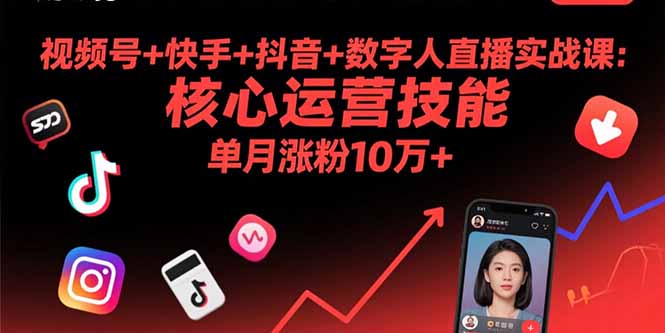 视频号+快手+抖音+数字人直播实战课(9月-月亮湾网创资源站