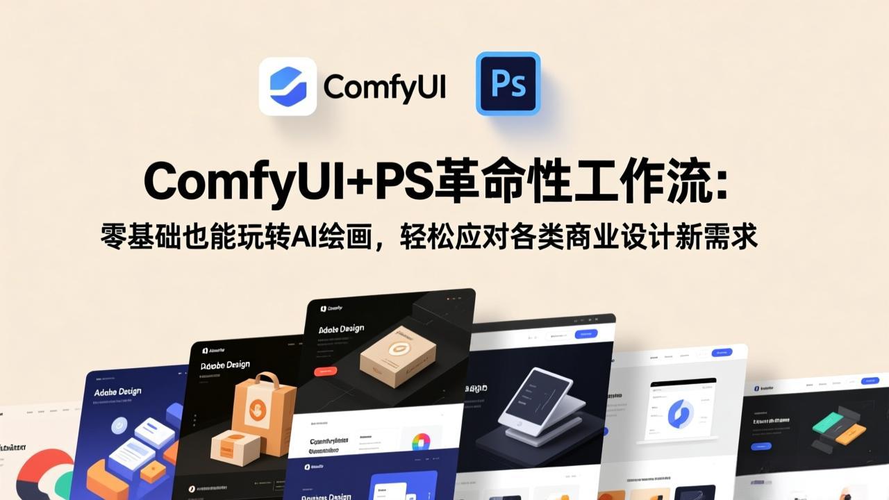 ComfyUI+PS革命性工作流：零基础也能玩转AI绘画，轻松应对各类商业设计新需求-月亮湾网创资源站