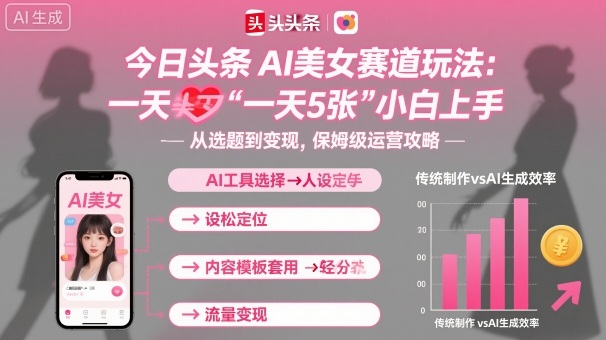 今日头条AI美女赛道玩法，一天轻松5张，小白轻松上手-月亮湾网创资源站