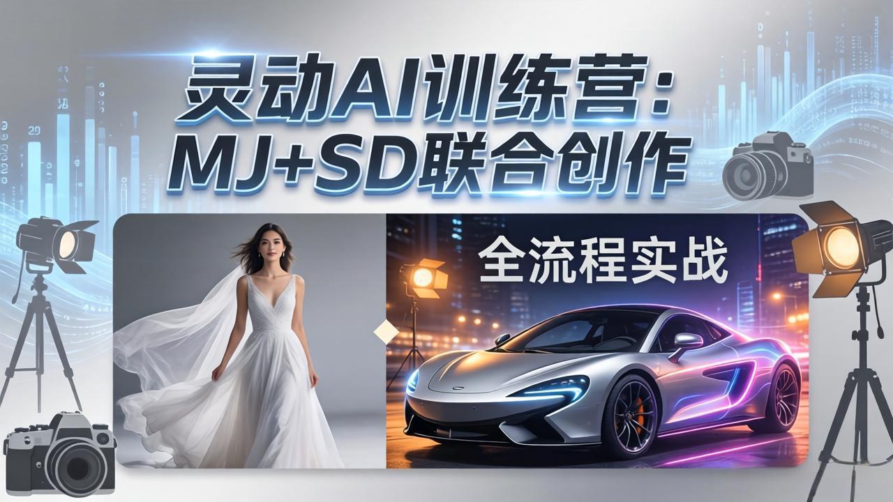 灵动AI训练营-3.0课程：MJ+SD联合创作，从婚纱大片到汽车广告，摄影后期全流程实战-月亮湾网创资源站