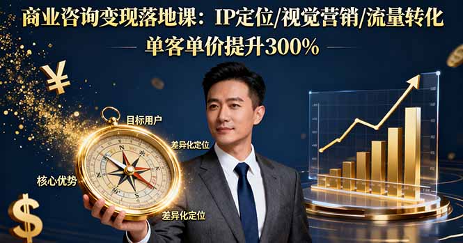 商业咨询变现落地课：IP定位/视觉营销/流量转化，单客单价提升300%-月亮湾网创资源站