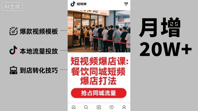 短视频爆店课，餐饮同城短视频爆店打法-月亮湾网创资源站