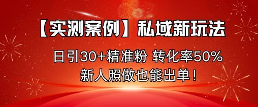 【实测案例】私域新玩法,日引30+精准粉,转化率50%,新人照做也能出单!-月亮湾网创资源站