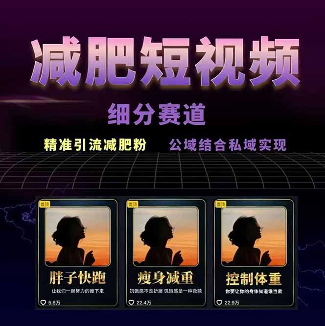 图片[1]-减肥短视频赛道运营课：素材准备-视频制作-引流变现全流程 (附素材-月亮湾网创资源站