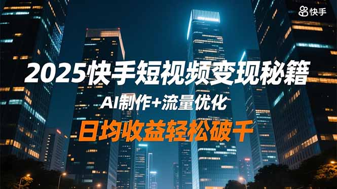 2025快手短视频变现秘籍，AI制作+流量优化，日均收益轻松破千-月亮湾网创资源站