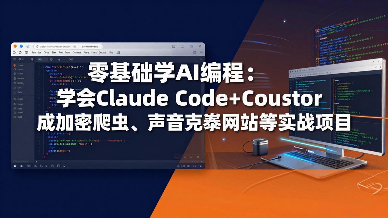 零基础学AI编程：学会Claude Code+Cursor完成加密爬虫、声音克隆网站等实战项目-月亮湾网创资源站