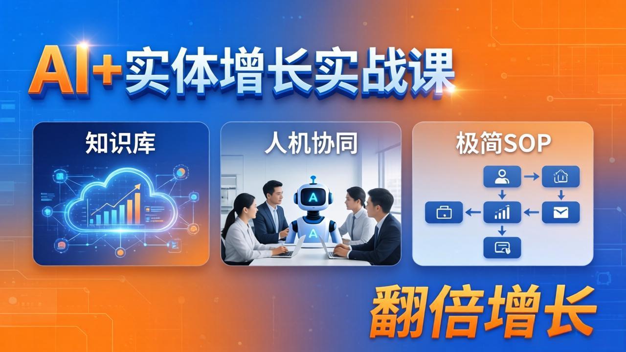 AI+实体增长实战课：知识库+人机协同+极简SOP，助力实体业务翻倍增长-月亮湾网创资源站
