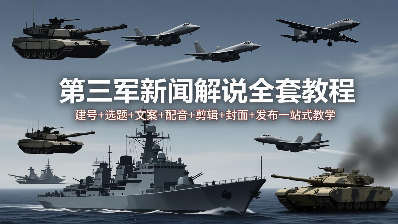 第三军迷新闻解说全套教程：建号+选题+文案+配音+剪辑+封面+发布一站式教学-月亮湾网创资源站