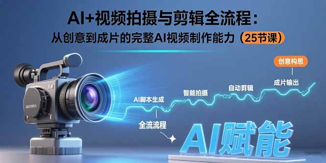 AI+视频拍摄与剪辑全流程：从创意到成片的完整AI视频制作能力(25节课-月亮湾网创资源站