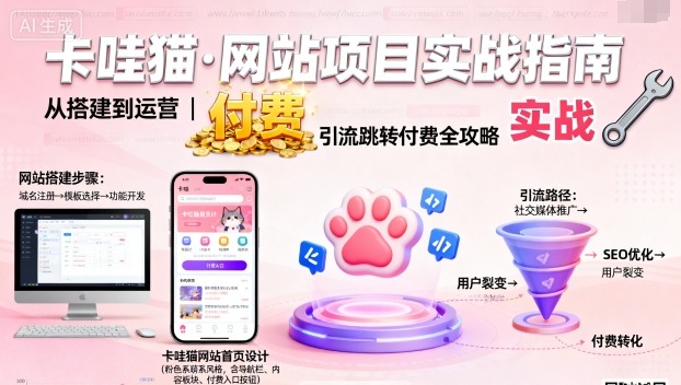 卡哇猫·网站项目，网站搭建与运营以及引流跳转付费-月亮湾网创资源站