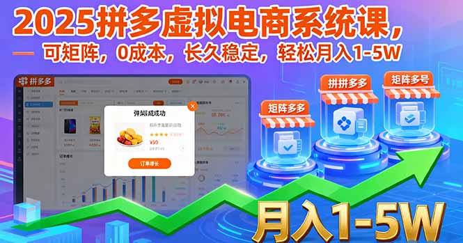 2025拼多多虚拟电商系统课，可矩阵，0成本，长久稳定，轻松月入1-5W-月亮湾网创资源站