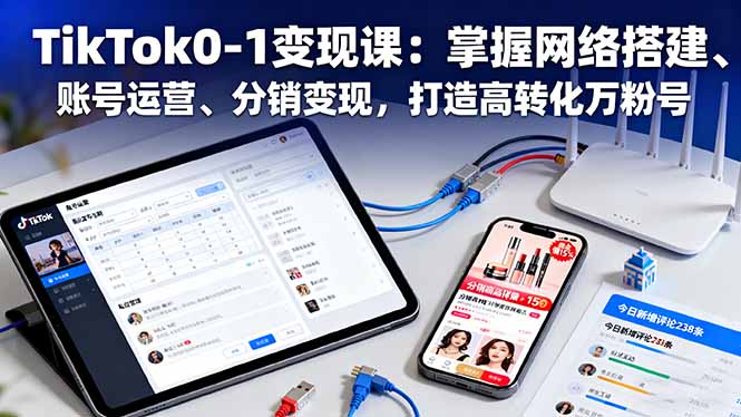 TikTok0-1变现课：掌握网络搭建、账号运营、分销变现，打造高转化万粉号-月亮湾网创资源站