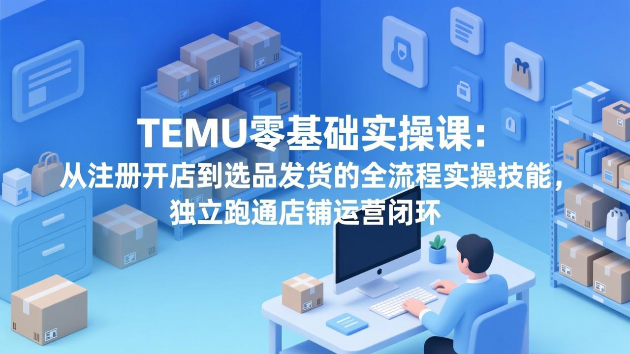 TEMU零基础实操课：从注册开店到选品发货的全流程实操技能，独立跑通店铺运营闭环-月亮湾网创资源站