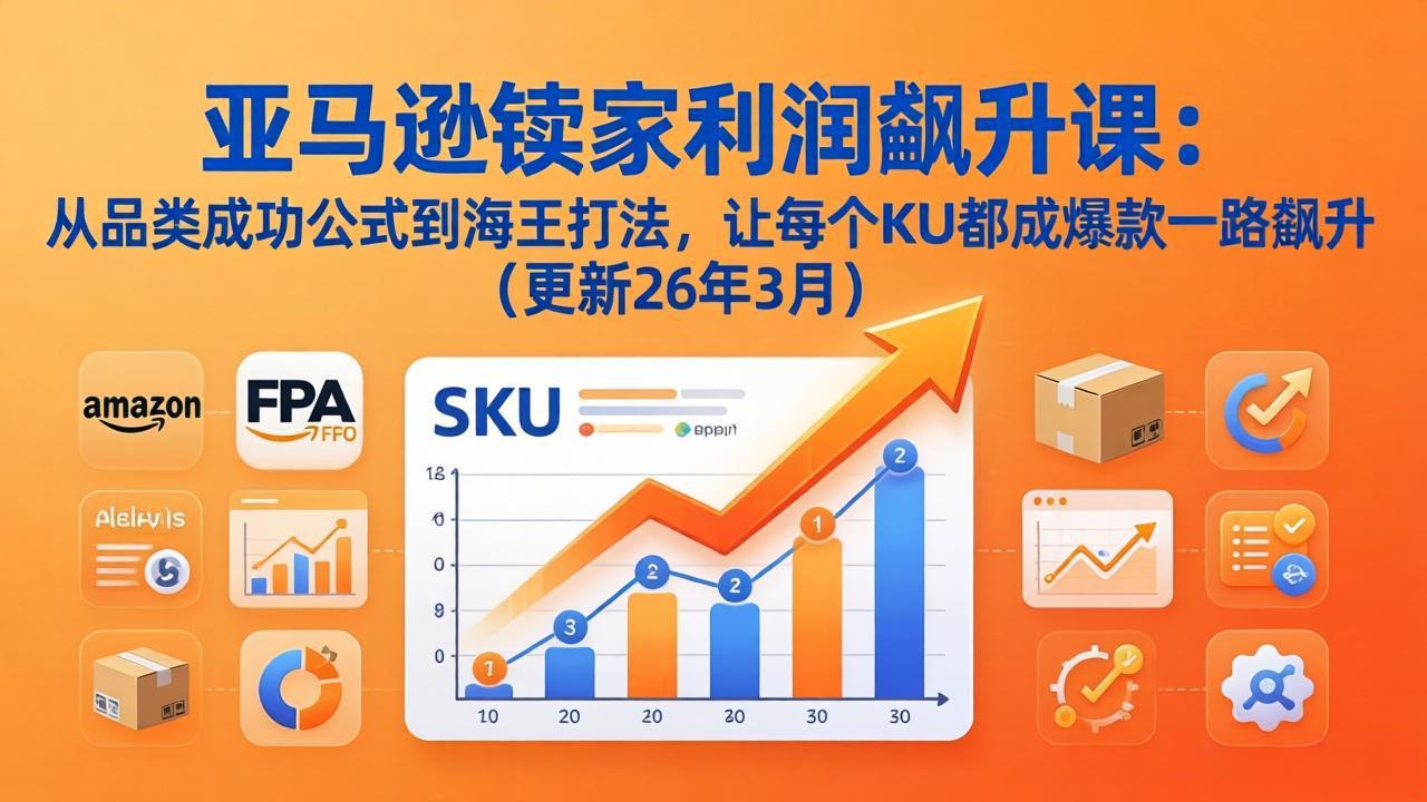 亚马逊卖家利润飙升课：从品类成功公式到海王打法，让每个SKU都成爆款一路飙升(更新26年3月-月亮湾网创资源站