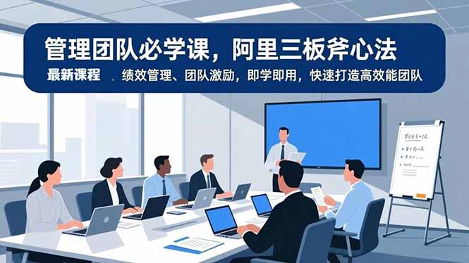 管理团队必学课，阿里三板斧心法、绩效管理、团队激励，即学即用，快速打造高效能团队-月亮湾网创资源站