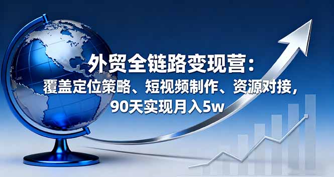 外贸全链路变现营：覆盖定位策略、短视频制作、资源对接，90天实现月入5w-月亮湾网创资源站