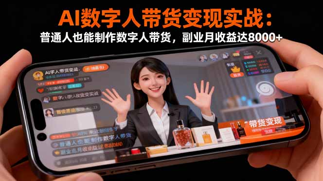 AI数字人带货变现实战：普通人也能制作数字人带货，副业月收益达8000+-月亮湾网创资源站