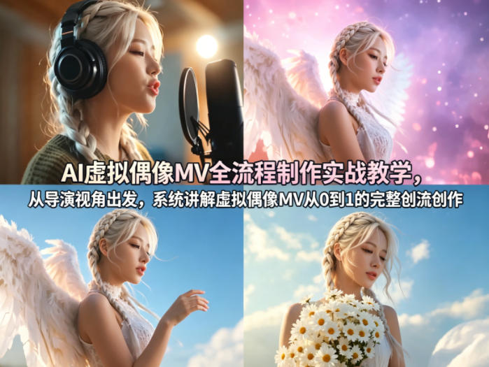 AI虚拟偶像MV全流程制作实战教学，从导演视角出发，系统讲解虚拟偶像MV从0到1的完整创作流程-月亮湾网创资源站