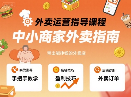 外卖运营指导课程，中小商家外卖指南，手把手带出能挣钱的外卖店-月亮湾网创资源站