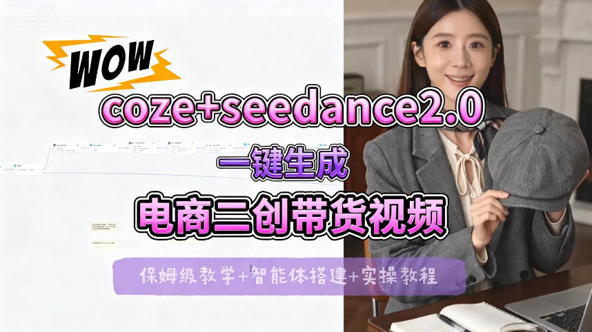 【Coze工作流搭建实操教程】seedance2.0+coze一键生成电商二创带货视频，全流程保姆级教学-月亮湾网创资源站