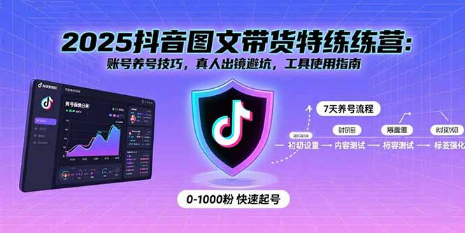 2025抖音图文带货特练营：账号养号技巧，真人出镜避坑，工具使用指南-月亮湾网创资源站