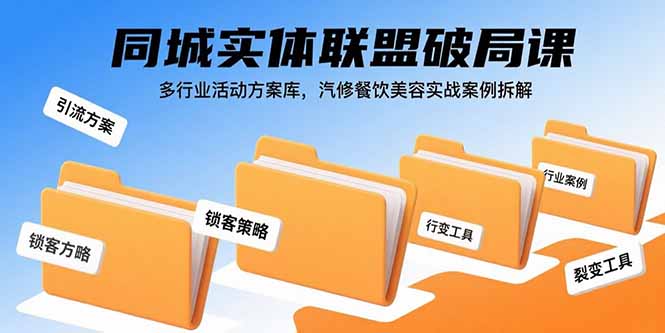 同城实体联盟破局课，多行业活动方案库，汽修餐饮美容实战案例拆解-月亮湾网创资源站